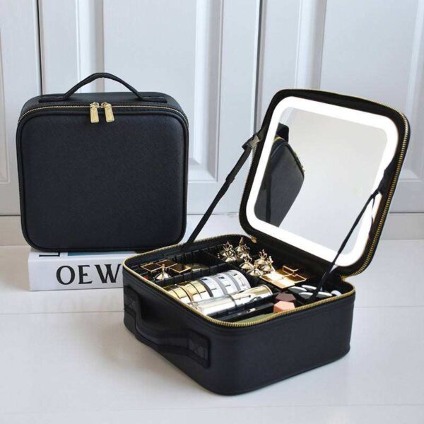BeautyBriefcase: Professional Makeup Bag with LED Mirror and Travel-Friendly Storage